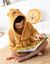 Peignoir de bain enfant ours à capuche microfibre toute douce (taupe)