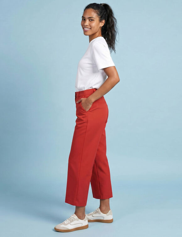 Pantalon taille haute effet jupe-culotte, sp&eacute;cial Petites (rouge)
