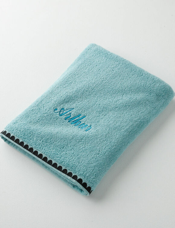 Handdoeken met fantasieborduursel, personaliseerbaar - 420 g/m2 (laguneblauw)
