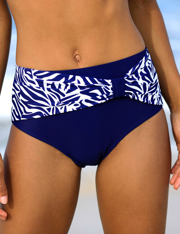 Bas de maillot de bain taille haute uni - effet drapé (marine)