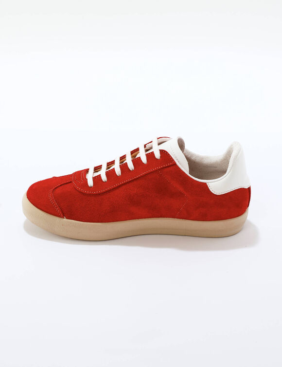 Baskets vintage croûte de cuir colorées (rouge)