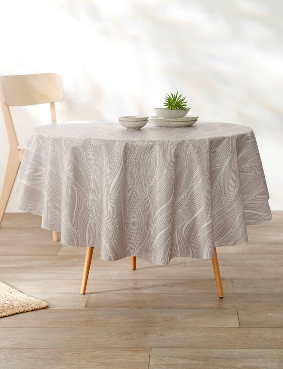 Nappe toile cirée imprimée vagues  (taupe)