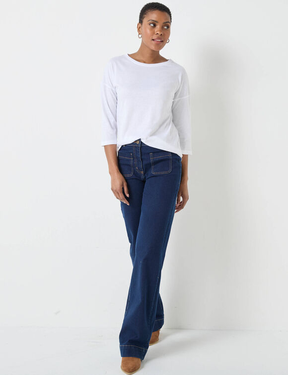 T-shirt volume loose manches 3/4 (blanc)