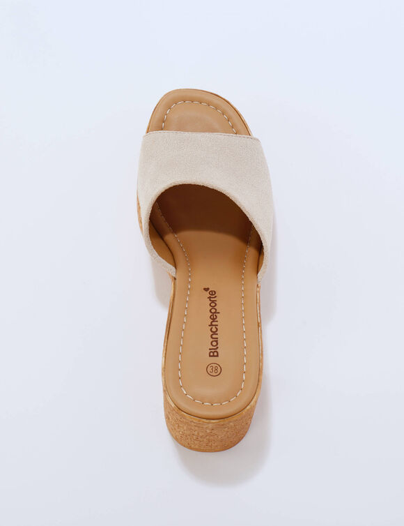 Mules cuir &agrave; talon (beige)