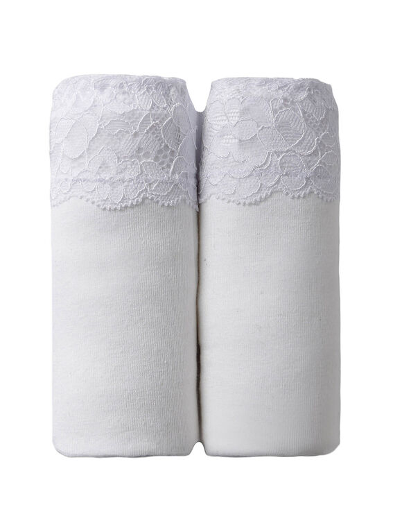 Culotte supermaxi coton stretch ceinture dentelle - lot de 2 (blanc)