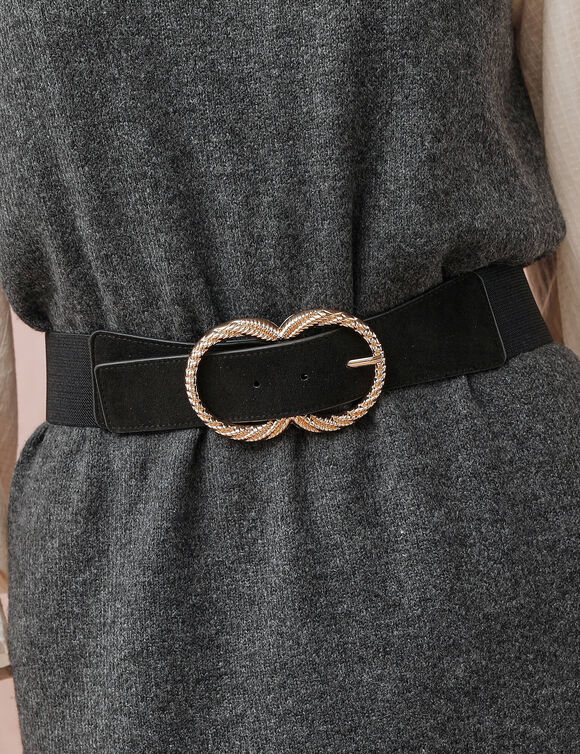 Ceinture élastiquée double boucle (noir)
