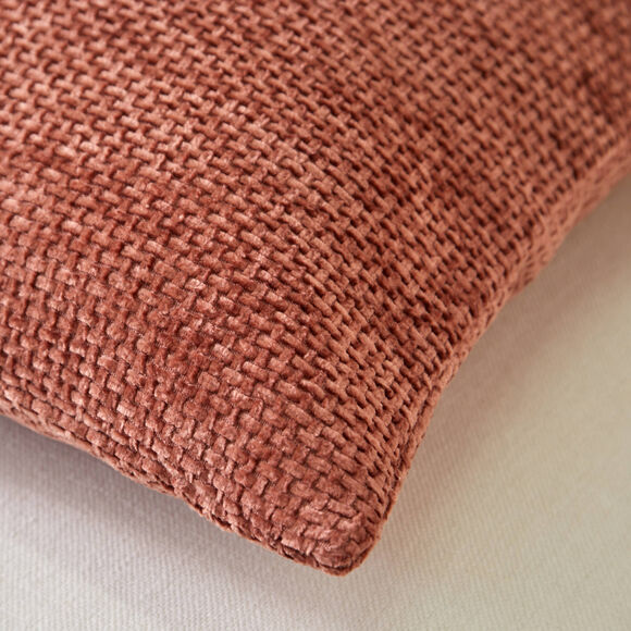 Housse de coussin unie tissage chenille - lot de 2 (rose blush)