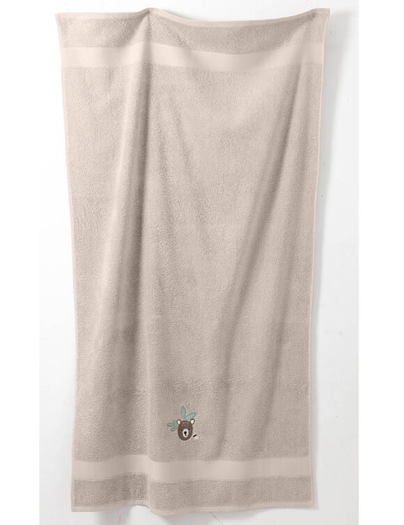 Collection éponge enfant brodée ourson coton - 380 g/m² (taupe)