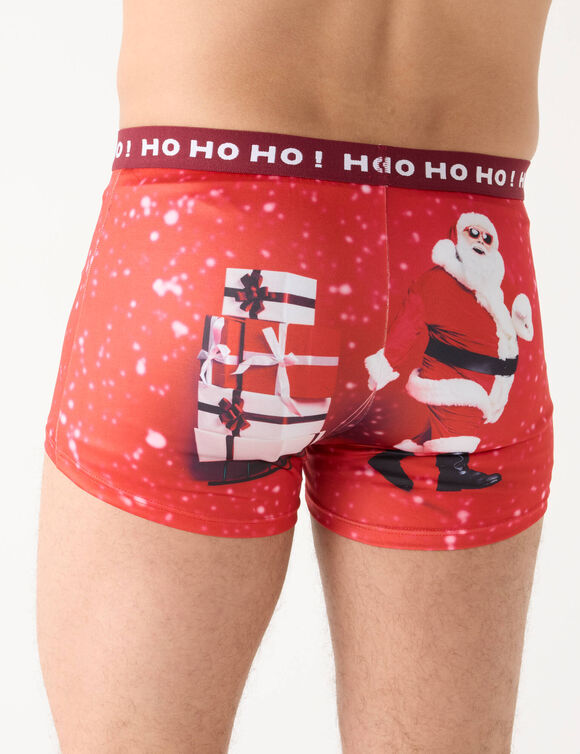 Set van 2 bedrukte boxershorts met kerstspiraal, van stretchmicrovezel (rood)