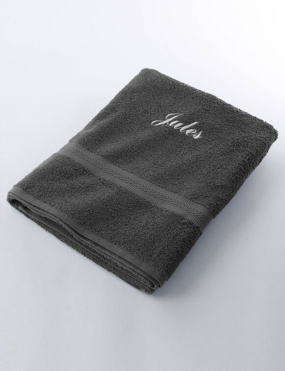 Effen handdoek, zacht comfort, personaliseerbaar (antraciet)