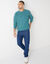 Trui met ronde hals en haak ingezette mouwen, patenttricot met 30% wol (gespikkeld celadon)