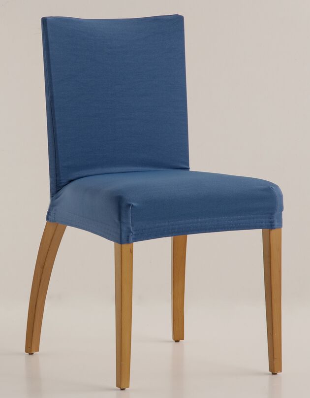Housse chaise unie bi-extensible (bleu paon)