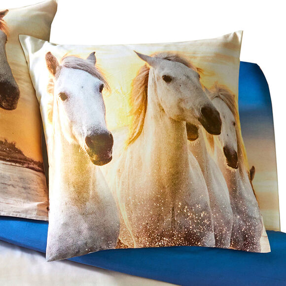Bedlinnen Haras in katoen met paardenprint (beige)