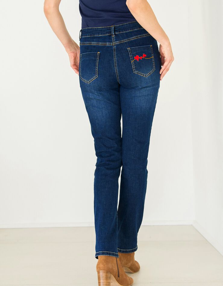 Rechte jeans met 'hart' borduursel, stone Rechte jeans met 'hart' borduursel, stone, hi-res image number 5