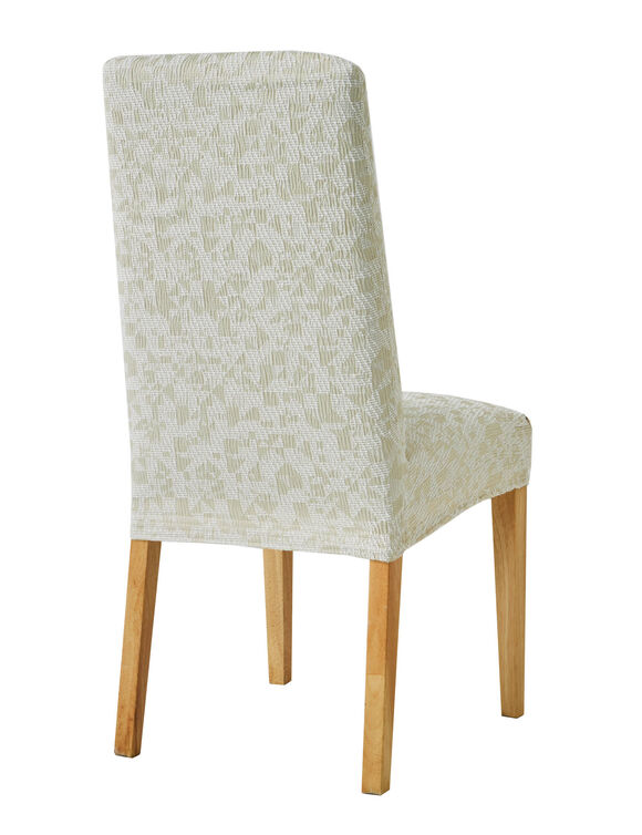 Rekbare stoelhoes, grafisch vlekkenmotief (beige)