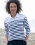 Polo ray&eacute; maille jersey (blanc cass&eacute; / marine)