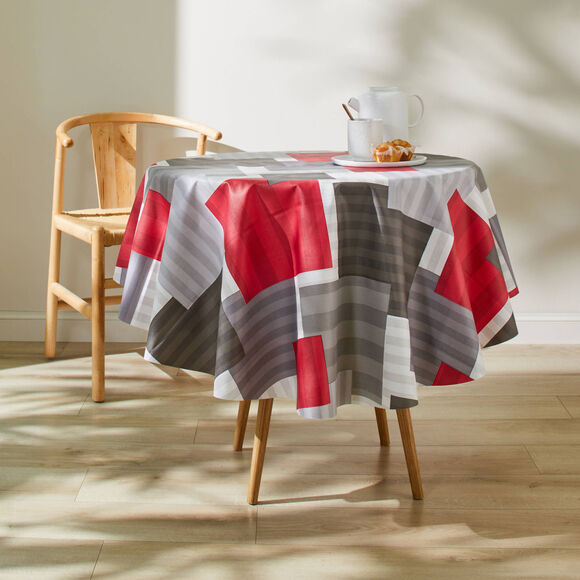 Nappe toile cirée imprimé carrés (rouge)