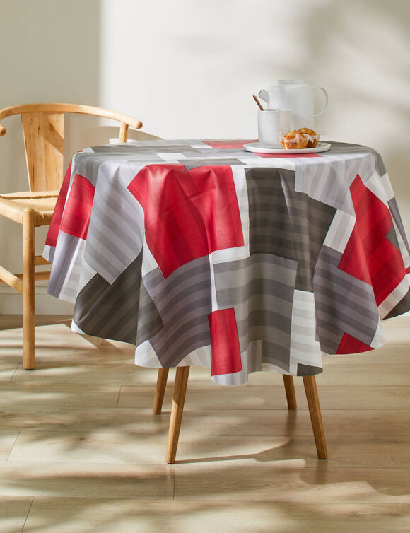 Nappe toile cirée imprimé carrés (rouge)