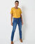 T-shirt met ronde hals en korte mouwen (kerrie)