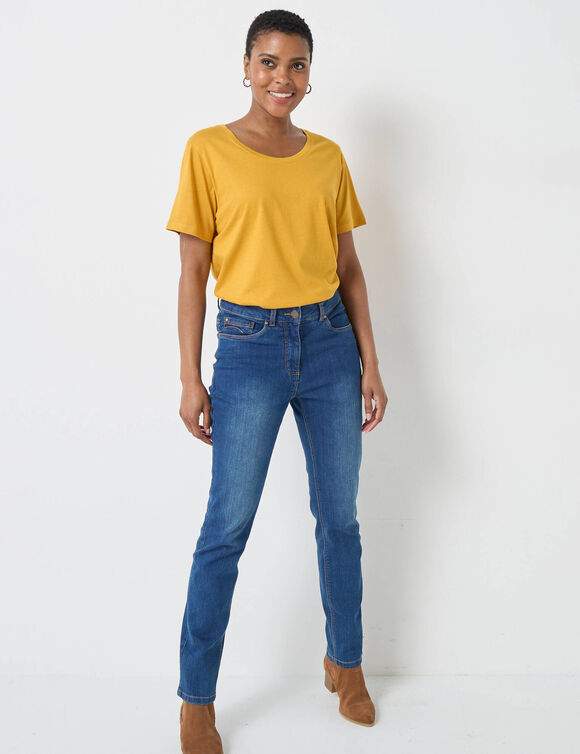 T-shirt col rond manches courtes (curry)