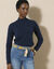 Pull col montant, laine d'agneau (marine)