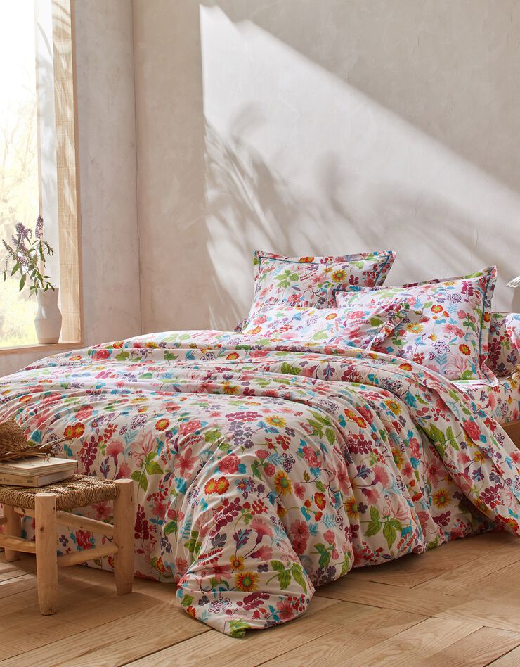 Bedlinnen Kelly in katoen met bloemenprint (wit)