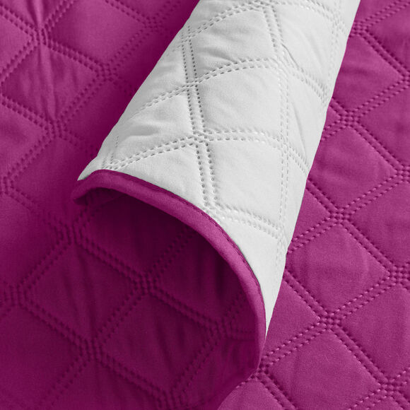 Protège-salon réversible microfibre matelassé (prune)