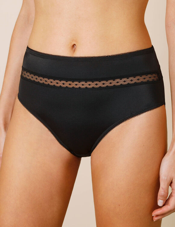 Paia microvezel en plumetis tule slip met hoge taille - set van 2 (zwart)