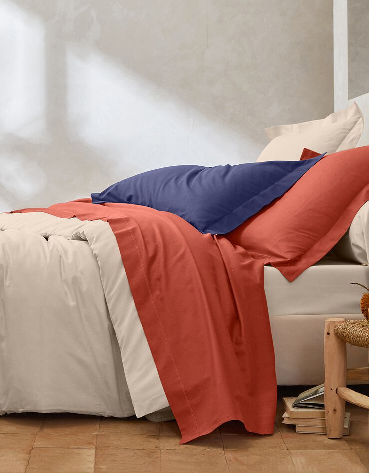 Linge de lit uni coton (terracotta)