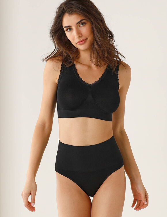 Culotte haute invisible microfibre stretch sans coutures - lot de 2 (noir + peau)