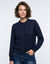 Gilet boutonn&eacute; col montant, maille fantaisie  (marine)