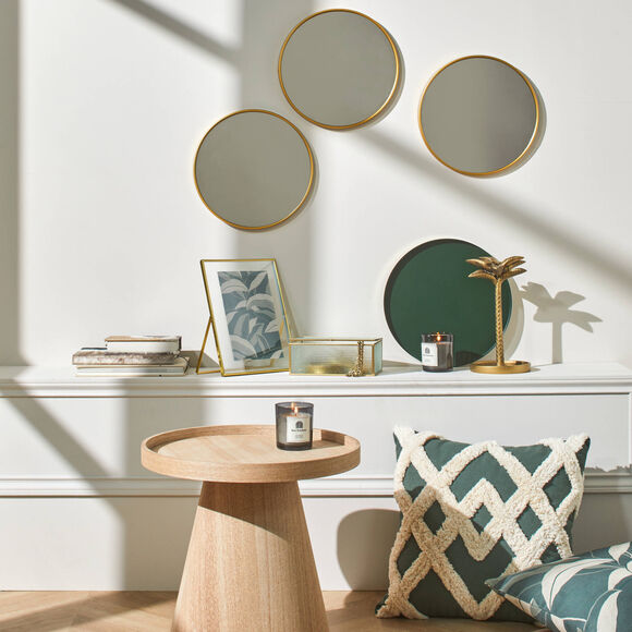 Miroir rond contour coloris dor&eacute; - lot de 3 (dor&eacute;)