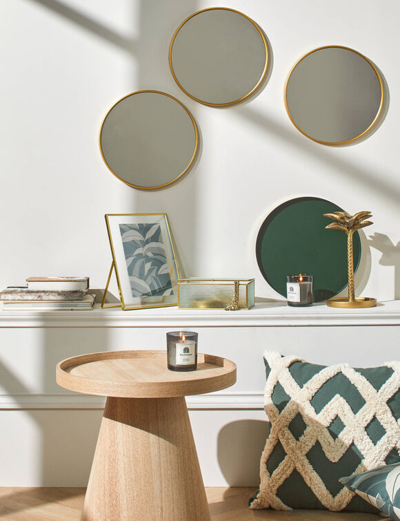 Miroir rond contour coloris dor&eacute; - lot de 3 (dor&eacute;)