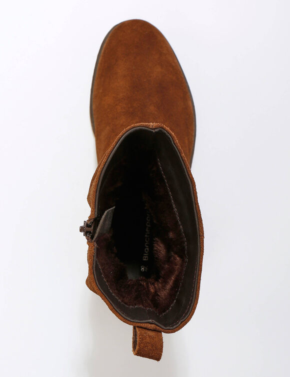 Bottes fourr&eacute;es en cuir pliss&eacute;  (chocolat)