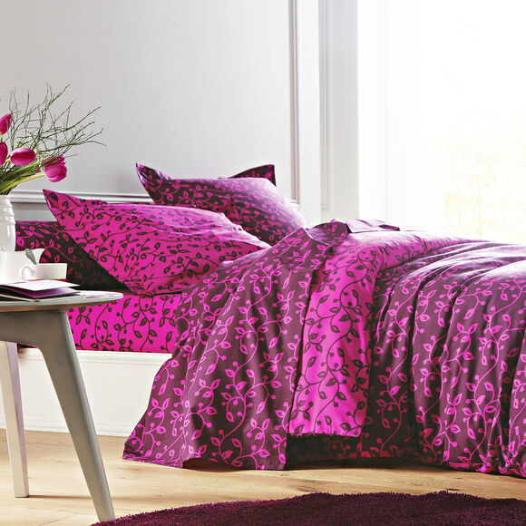 Linge de lit Héritage flanelle à motifs volutes (fuchsia / prune)