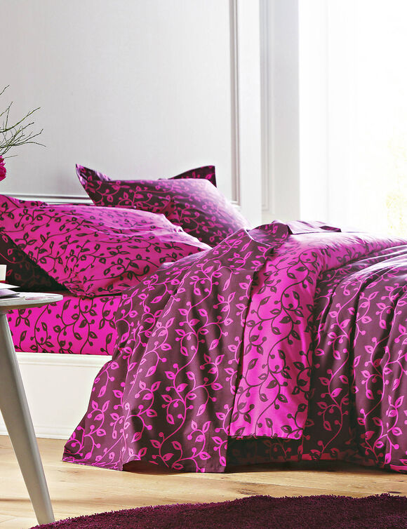 Linge de lit Héritage flanelle à motifs volutes (fuchsia / prune)