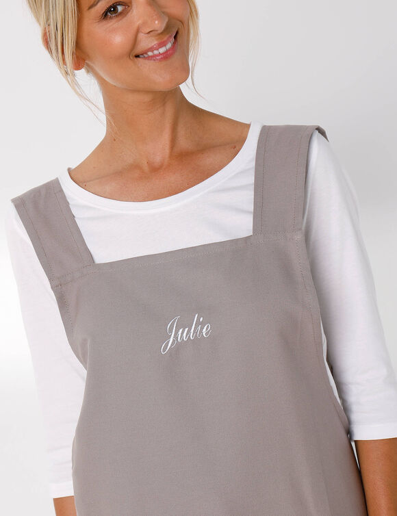 Tablier de cuisine japonais coton uni personnalisable (taupe)