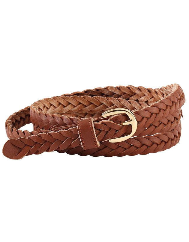 Gevlochten leren riem (karamel)