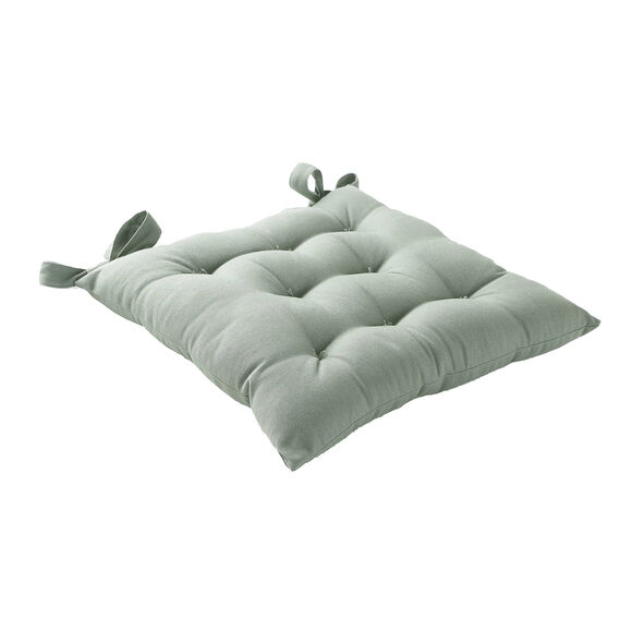 Galette de chaise carrée unie coton bachette - lot de 2 (eucalyptus)
