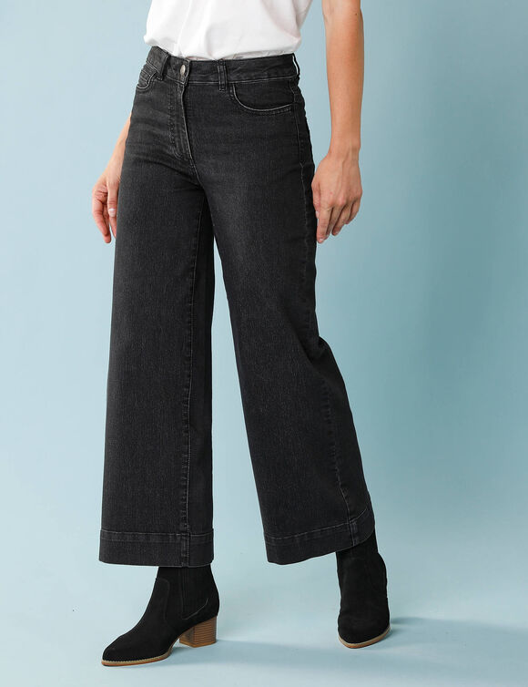 Jean taille haute Sp&eacute;cial Petites entrej. 60 cm, coupe large 7/8&egrave;me (noir)