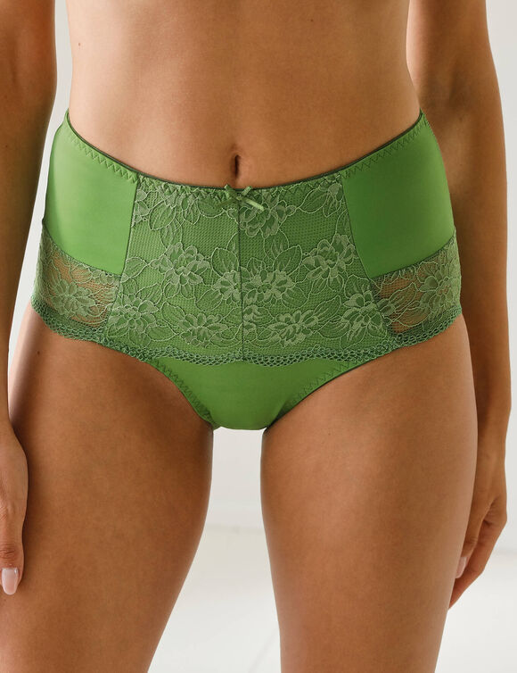 Maxislip met hoge taille in microvezel en rekbare kant "Limbara" - set van 2 (groen)
