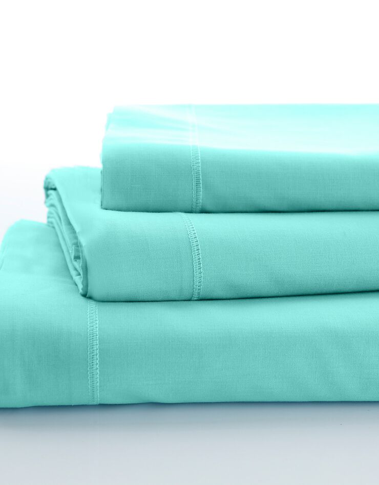 Linge de lit uni polyester-coton Colombine (lagon)