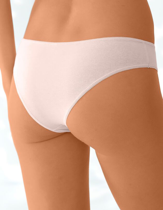 Culotte forme tanga coton stretch - Lot de 4, nude + blanc, hi-res