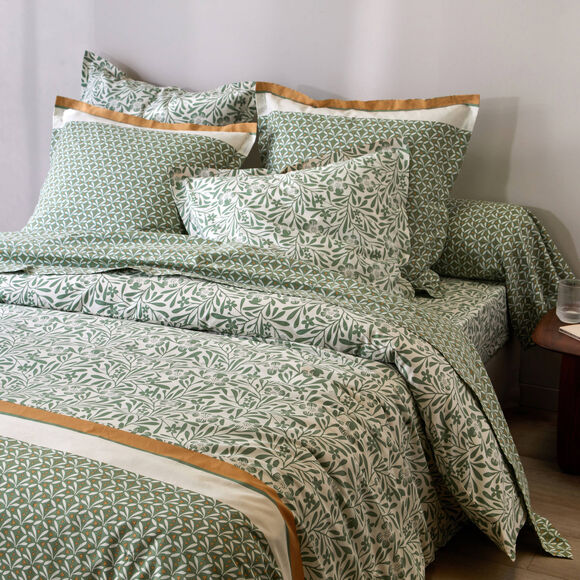 Linge de lit Clarisse en coton imprimé (vert)