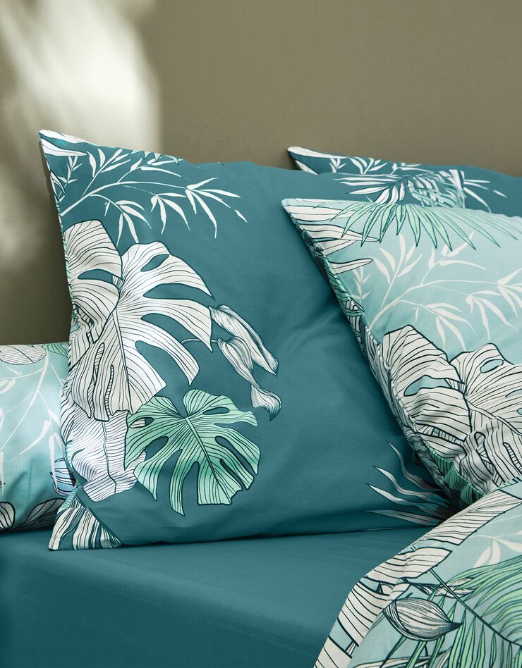 Linge de lit Mahao en coton à motifs feuilles de palmes, vert Linge de lit Mahao en coton à motifs feuilles de palmes, vert, hi-res image number 3