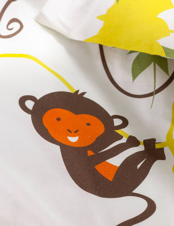 Linge de lit enfant Jungle imprimé animaux 1 personne - coton (beige)