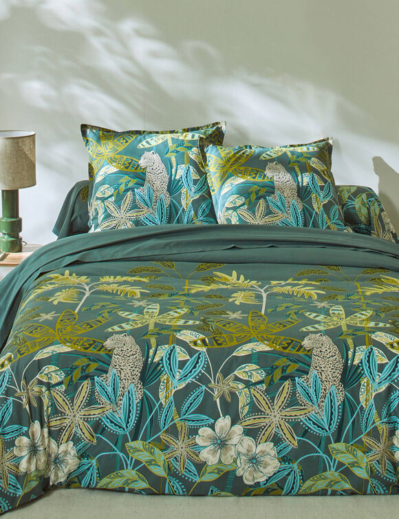 Linge de lit Gaia imprimé tropical - en coton (vert)