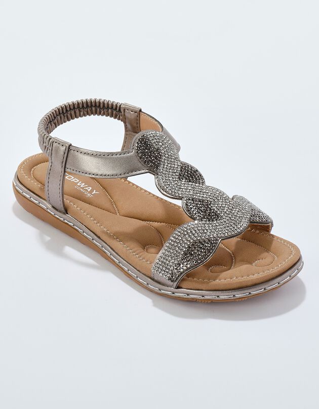 Sandales à brides, semelle finement compensée (bronze)