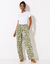 Ruime, soepele broek, tweekleurige etnische print (kaki / beige)