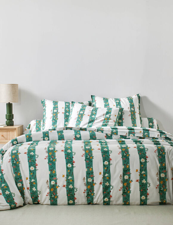 Bedlinnen C&eacute;leste, in bedrukt katoen (groen)